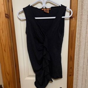 Tory Burch Charcoal Top with Ruffle Detail